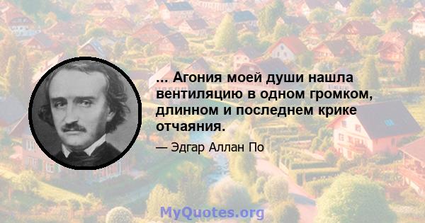 ... Агония моей души нашла вентиляцию в одном громком, длинном и последнем крике отчаяния.