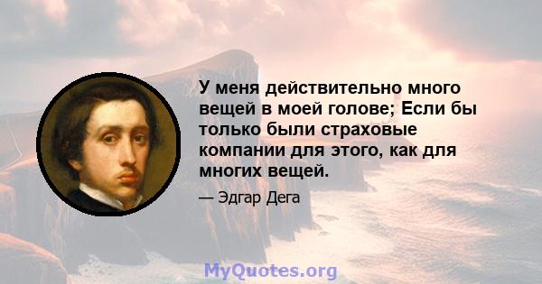 У меня действительно много вещей в моей голове; Если бы только были страховые компании для этого, как для многих вещей.