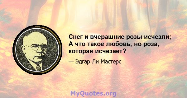 Снег и вчерашние розы исчезли; А что такое любовь, но роза, которая исчезает?