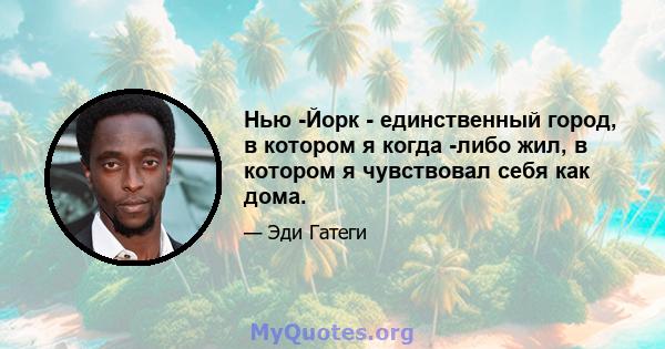 Нью -Йорк - единственный город, в котором я когда -либо жил, в котором я чувствовал себя как дома.