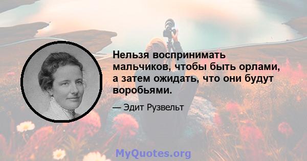 Нельзя воспринимать мальчиков, чтобы быть орлами, а затем ожидать, что они будут воробьями.