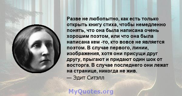 Разве не любопытно, как есть только открыть книгу стиха, чтобы немедленно понять, что она была написана очень хорошим поэтом, или что она была написана кем -то, кто вовсе не является поэтом. В случае первого, линии,