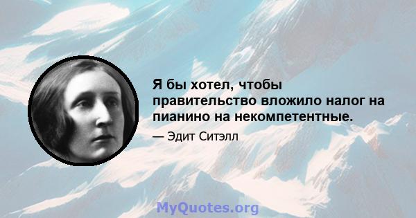 Я бы хотел, чтобы правительство вложило налог на пианино на некомпетентные.