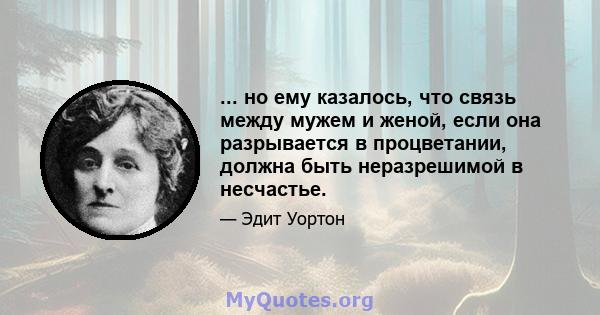 ... но ему казалось, что связь между мужем и женой, если она разрывается в процветании, должна быть неразрешимой в несчастье.