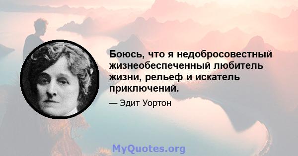 Боюсь, что я недобросовестный жизнеобеспеченный любитель жизни, рельеф и искатель приключений.