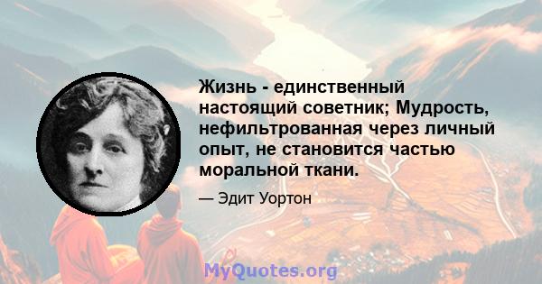 Жизнь - единственный настоящий советник; Мудрость, нефильтрованная через личный опыт, не становится частью моральной ткани.