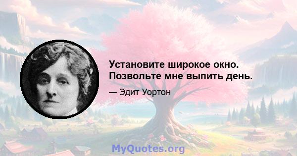 Установите широкое окно. Позвольте мне выпить день.