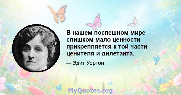 В нашем поспешном мире слишком мало ценности прикрепляется к той части ценителя и дилетанта.