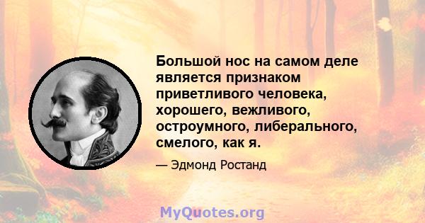 Большой нос на самом деле является признаком приветливого человека, хорошего, вежливого, остроумного, либерального, смелого, как я.