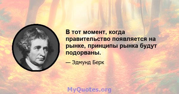 В тот момент, когда правительство появляется на рынке, принципы рынка будут подорваны.