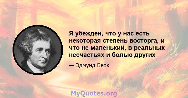 Я убежден, что у нас есть некоторая степень восторга, и что не маленький, в реальных несчастьях и болью других