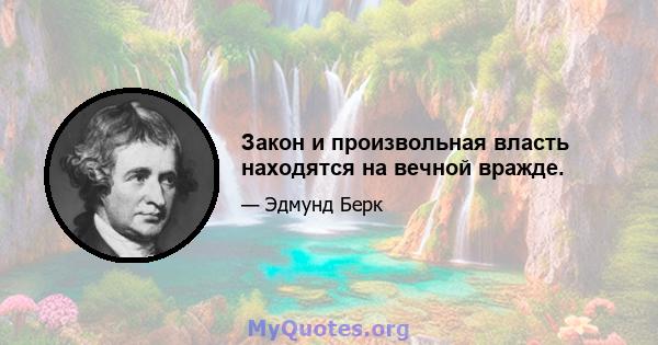 Закон и произвольная власть находятся на вечной вражде.