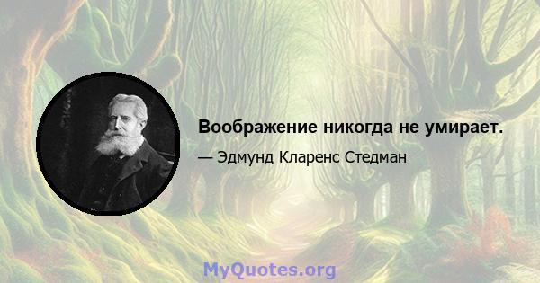 Воображение никогда не умирает.