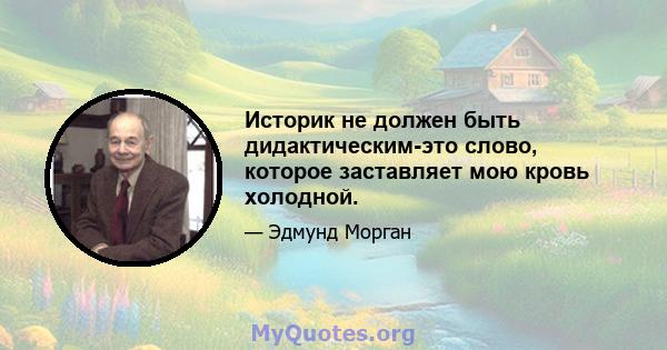 Историк не должен быть дидактическим-это слово, которое заставляет мою кровь холодной.