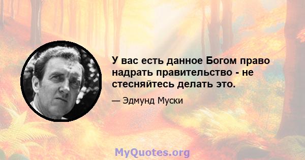 У вас есть данное Богом право надрать правительство - не стесняйтесь делать это.