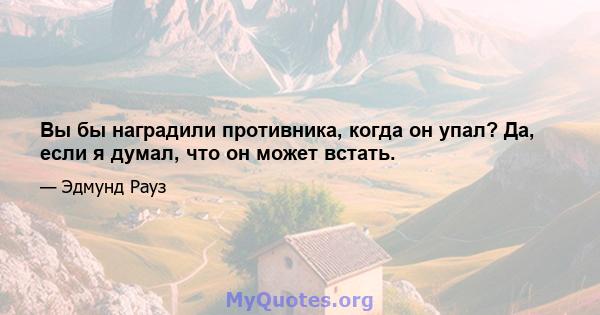 Вы бы наградили противника, когда он упал? Да, если я думал, что он может встать.