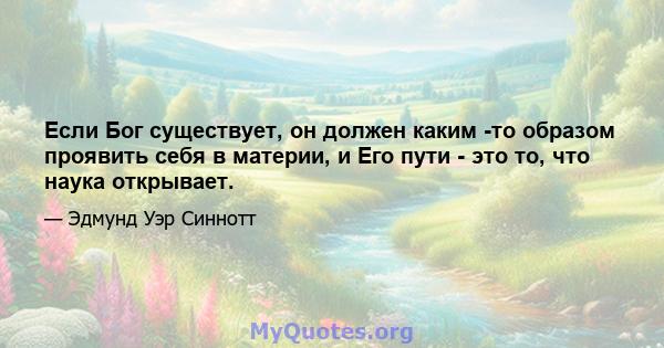 Если Бог существует, он должен каким -то образом проявить себя в материи, и Его пути - это то, что наука открывает.