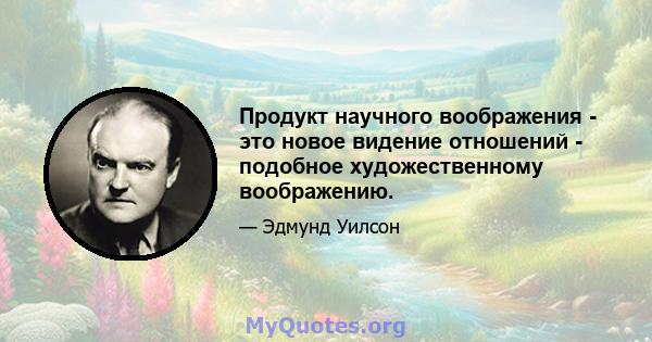 Продукт научного воображения - это новое видение отношений - подобное художественному воображению.