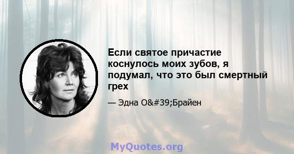 Если святое причастие коснулось моих зубов, я подумал, что это был смертный грех