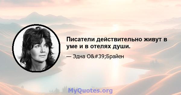 Писатели действительно живут в уме и в отелях души.