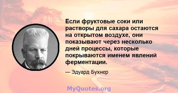 Если фруктовые соки или растворы для сахара остаются на открытом воздухе, они показывают через несколько дней процессы, которые покрываются именем явлений ферментации.