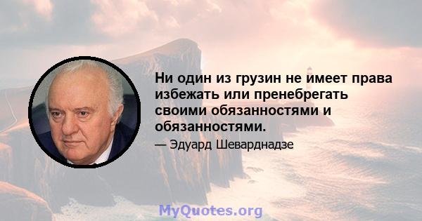 Ни один из грузин не имеет права избежать или пренебрегать своими обязанностями и обязанностями.