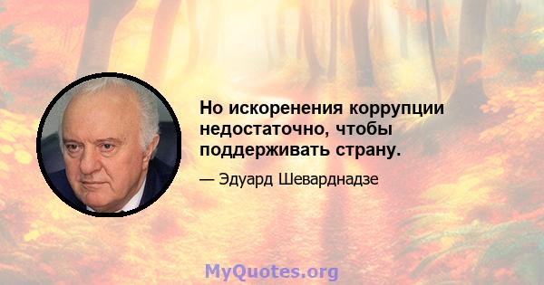 Но искоренения коррупции недостаточно, чтобы поддерживать страну.