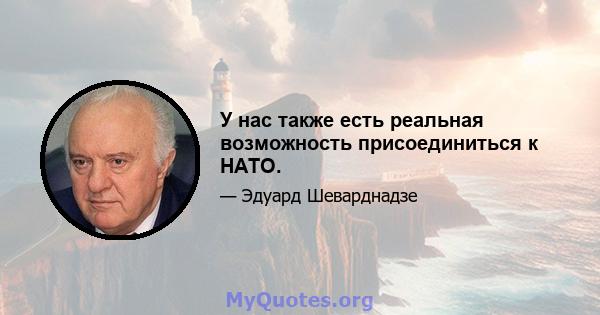 У нас также есть реальная возможность присоединиться к НАТО.