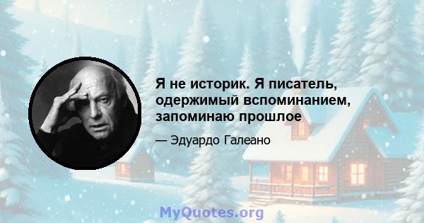 Я не историк. Я писатель, одержимый вспоминанием, запоминаю прошлое