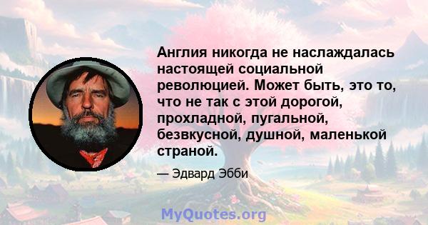 Англия никогда не наслаждалась настоящей социальной революцией. Может быть, это то, что не так с этой дорогой, прохладной, пугальной, безвкусной, душной, маленькой страной.