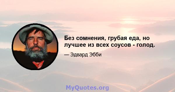 Без сомнения, грубая еда, но лучшее из всех соусов - голод.