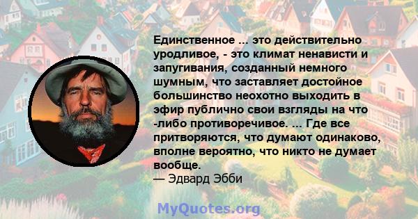 Единственное ... это действительно уродливое, - это климат ненависти и запугивания, созданный немного шумным, что заставляет достойное большинство неохотно выходить в эфир публично свои взгляды на что -либо