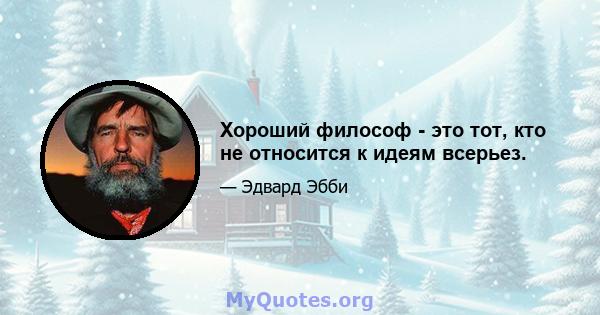 Хороший философ - это тот, кто не относится к идеям всерьез.