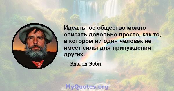 Идеальное общество можно описать довольно просто, как то, в котором ни один человек не имеет силы для принуждения других.