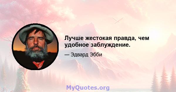 Лучше жестокая правда, чем удобное заблуждение.