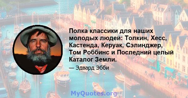 Полка классики для наших молодых людей: Толкин, Хесс, Кастенда, Керуак, Сэлинджер, Том Роббинс и Последний целый Каталог Земли.