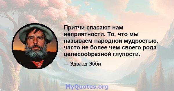 Притчи спасают нам неприятности. То, что мы называем народной мудростью, часто не более чем своего рода целесообразной глупости.