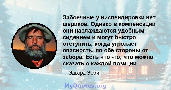 Забоечные у ниспендировки нет шариков. Однако в компенсации они наслаждаются удобным сидением и могут быстро отступить, когда угрожает опасность, по обе стороны от забора. Есть что -то, что можно сказать о каждой