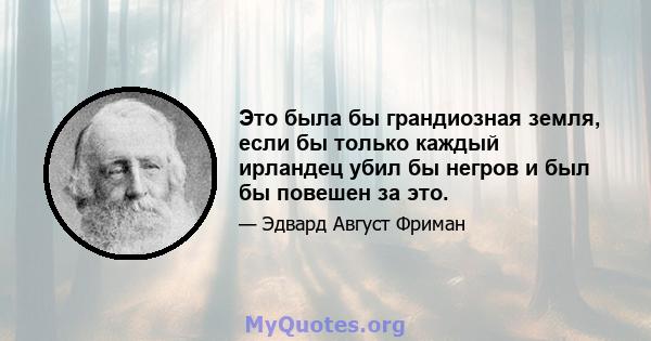 Это была бы грандиозная земля, если бы только каждый ирландец убил бы негров и был бы повешен за это.