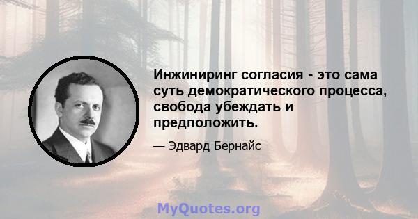 Инжиниринг согласия - это сама суть демократического процесса, свобода убеждать и предположить.