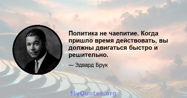 Политика не чаепитие. Когда пришло время действовать, вы должны двигаться быстро и решительно.