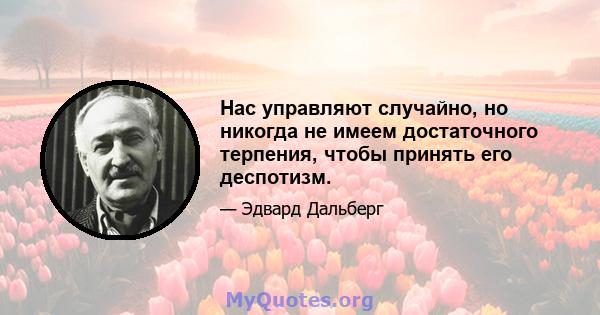 Нас управляют случайно, но никогда не имеем достаточного терпения, чтобы принять его деспотизм.