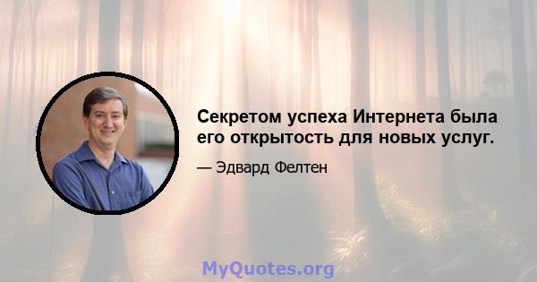 Секретом успеха Интернета была его открытость для новых услуг.