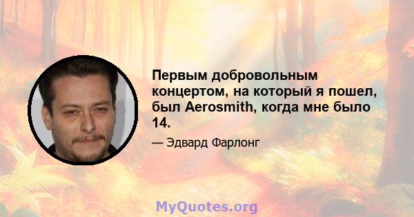 Первым добровольным концертом, на который я пошел, был Aerosmith, когда мне было 14.