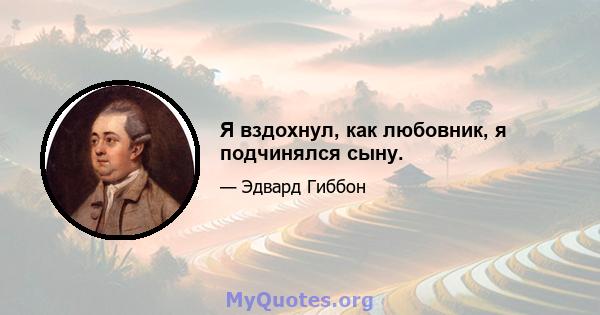 Я вздохнул, как любовник, я подчинялся сыну.