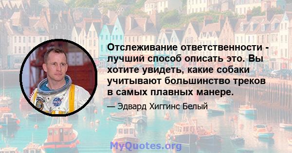 Отслеживание ответственности - лучший способ описать это. Вы хотите увидеть, какие собаки учитывают большинство треков в самых плавных манере.