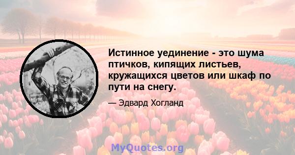 Истинное уединение - это шума птичков, кипящих листьев, кружащихся цветов или шкаф по пути на снегу.