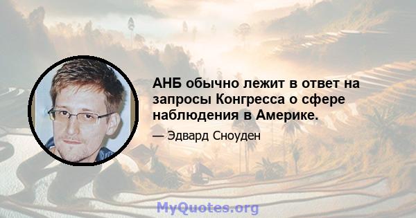 АНБ обычно лежит в ответ на запросы Конгресса о сфере наблюдения в Америке.