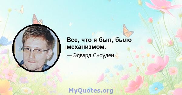 Все, что я был, было механизмом.