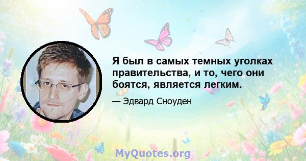 Я был в самых темных уголках правительства, и то, чего они боятся, является легким.